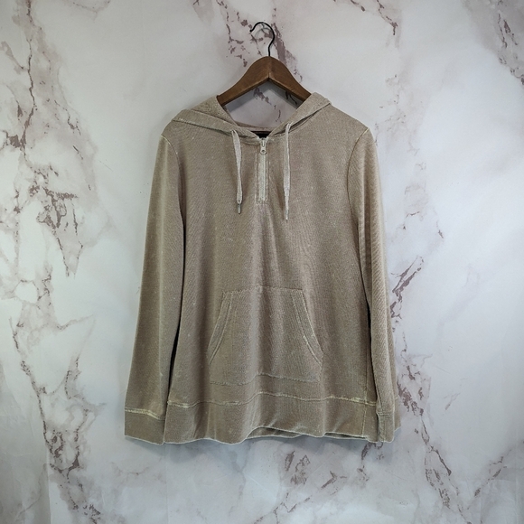 Koolaburra UGG Hoodie Womens Medium Tan Terry Zip Sweatshirt Sweater Pockets - Picture 1 of 13